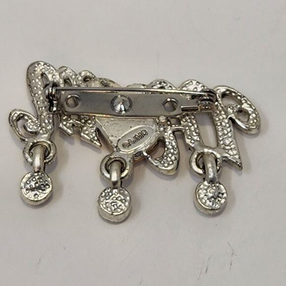 AJMC Mom Two Tone Brooch Pin Dangle Crystal Heart Spellout Fashion Jewelry Gift - Picture 4 of 6